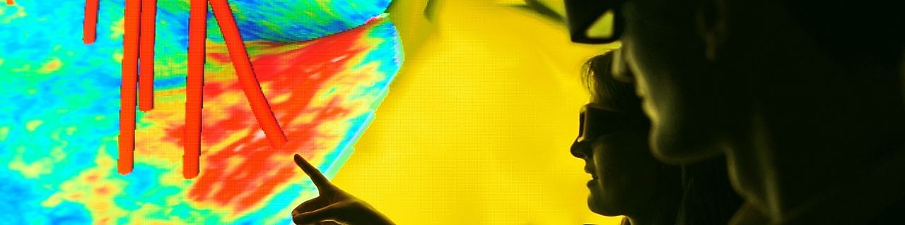 顯示井眼軌跡的地震圖像，展示如何整合不同來源的地底資料